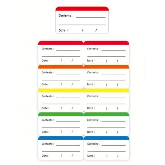10Pcs Removable Food Label Freezer Food Storage Container Date Sticker Waterproof Oil-Proof Fridge Meal Prep Pantry Organization Self-Adhesive Label