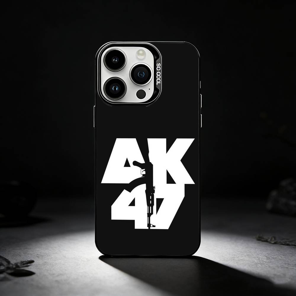 AK47 Handgun Gun BUllets Phone Case For iPhone 17,16,15,14,13,12,11 Plus,Pro Max,XS,Colored silver phone case