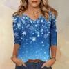 Women's T Shirt CHristmas Print 3/4 Sleeve Daily Weekend Fashion Basic V- Neck Regular Top