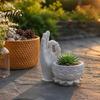 Office Desk Organizer 3D Printed OK Buddha Hand Lotus Flower Pot, Zen Style Mini Planter, Stone Texture Tabletop Ornament Desktop for Succulents