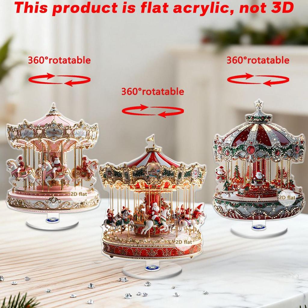 Christmas Go Round Decoration 2D Traditional Flat Collectible Christmas Decoration Merry Go Round Party Decor For Window