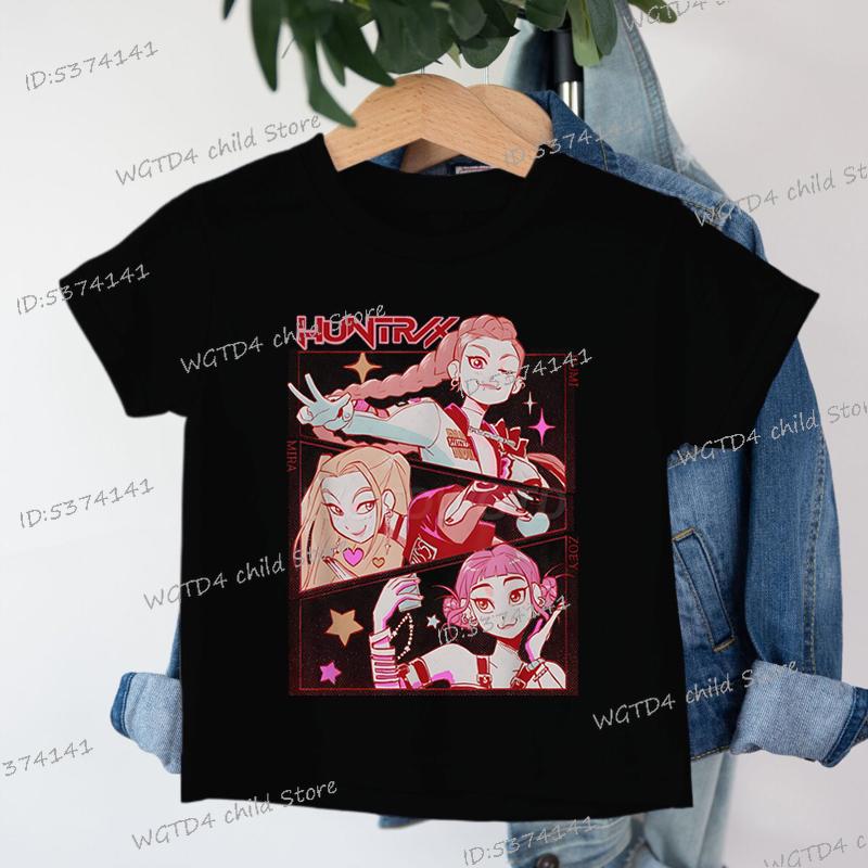 Kpop Demon Hunters Cartoon Tee Shirt Harajuku Cool Kids T-shirts Cotton Summer Tops Saja Boys Outfits Gift Baby Girl Boy Clothes