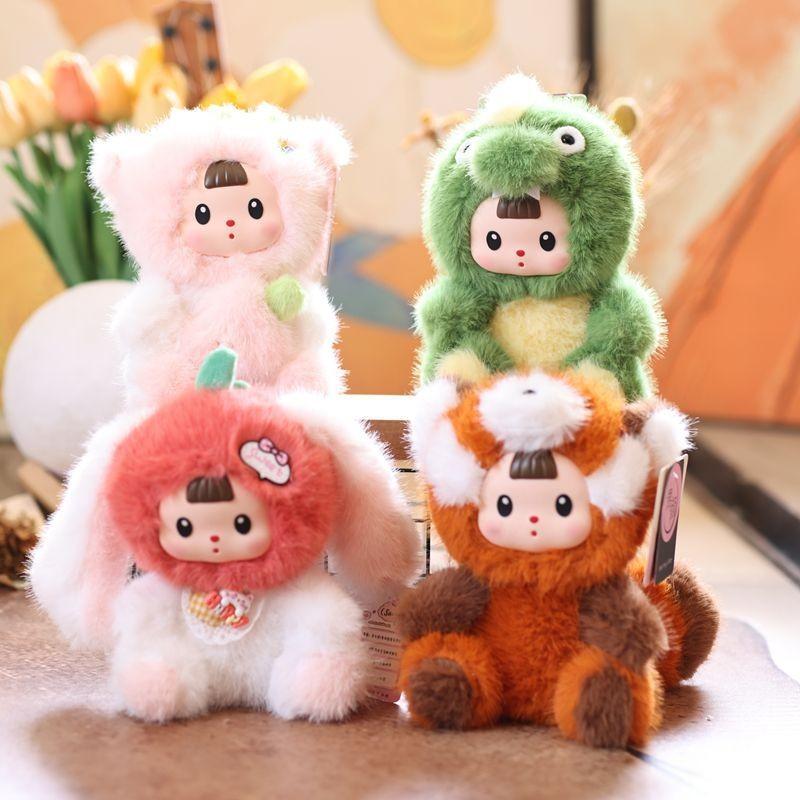 Three Baby Pvc Orchard Doll Plush Tomato Rabbit Raccoon Dinosaur Design Exterior