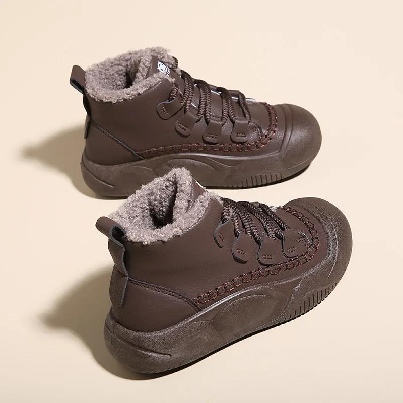 

Со шнурками спортивные высокие кроссовки на платформе женские зимние ботинки кожаные женские туфли на шнуровке с круглым носком толстые нескользящие распродажа горячая распродажа ягненок 35