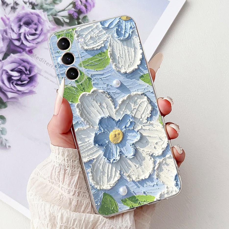 For Samsung Galaxy S21 FE Case S21 Plus Colorful Flowers Painted Cover Soft Slim Phone Case For Samsung S21 Ultra S 21 S21+ Bags