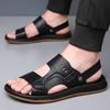 Men Summer Slip-On Sandals Breathable Soft Bottom Casual Driving Beach Shoes Anti-Slip Comfortable PU Leather Zapatos De Hombre