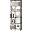 Set of 2 6-Level Bookshelves, Steel Frame, for Living Room, Office, Bedroom, Rustic Brown
