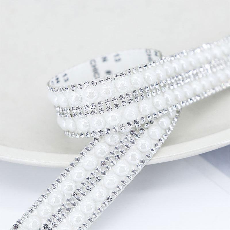 

Самоклеящиеся полоски из жемчуга и страз-бриллиантов для украшений и одежды своими руками 40cm with Double-sided Tape