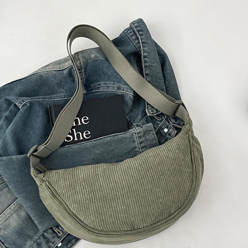 Corduroy Crossbody Bags For Women Ladies Large Capacity Shoulder Bag Fashion Purse And Handbags Solid Color Women Messenger Bag