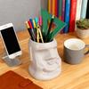 Sostenedor de Bolígrafos Creativo de Estatua de Piedra Moai Adorno de Almacenamiento para el Hogar Decoración de Escritorio de Oficina Adornos Regalos Conmemorativos