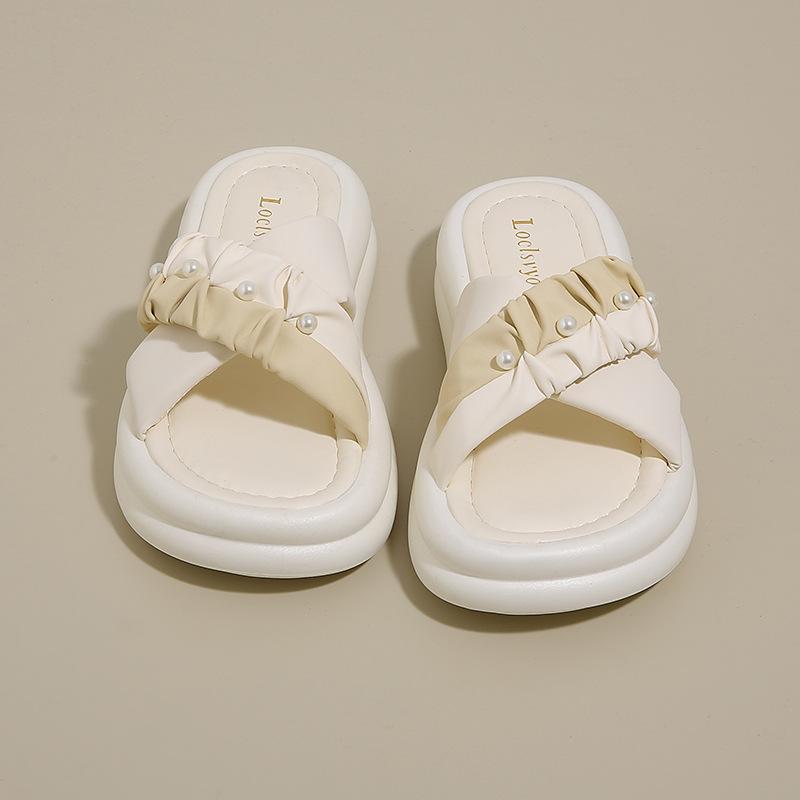 

2025 лето новые платформенные шлепанцы женские повседневные модные для улицы с юбкой пляжные сандалии на одной перемычке женские 40 бежевый