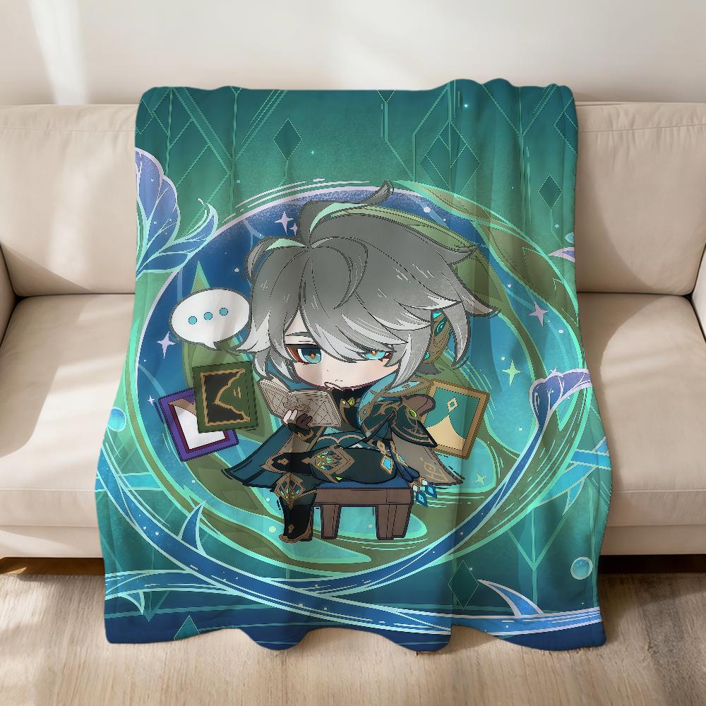 Game Lumine Genshin Impact Diluc Chibi Flannel Soft Warm Plush Blanket Sofa Living Room Pet Hogar Bedroom Gift Home Car Portable