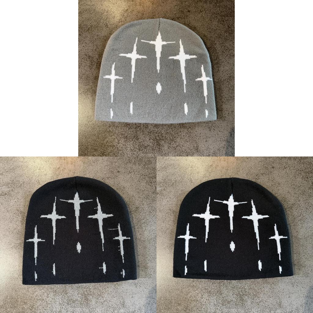 Retro Street Style Cross Knit Cap With Fluffy Acrylic Blend For Fall Winter