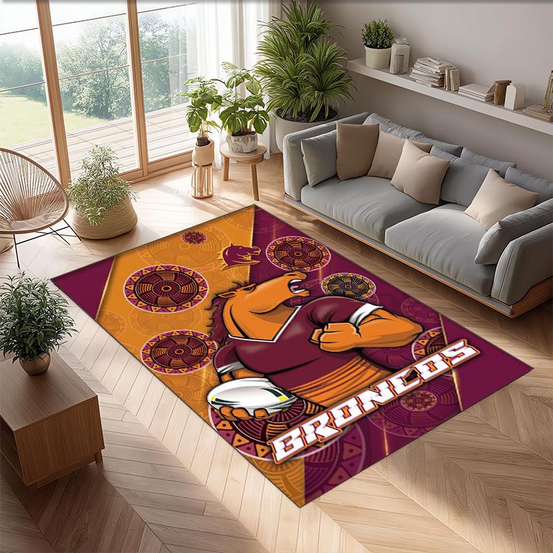 Brisbane Broncos Crystal Velvet Carpet Soft Anti?Slip Floor Mat Comfortable Home Living Room Bedroom Decor Rug