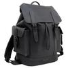 Coach Black Pebbled Leather Large Flap Backpack with Side Pockets for Daily Use