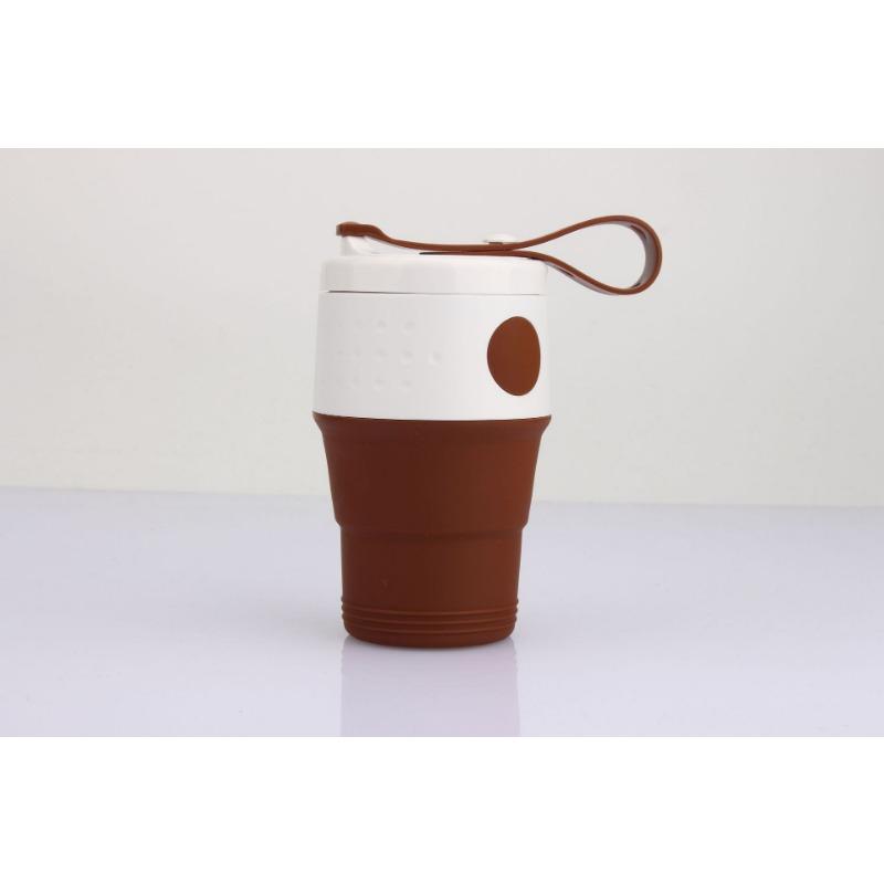 Neu Klapp Silikon Kaffee Tasse Outdoor Reise Nicht-Slip Band Deckel Tragbare Verstellbare Tasse
