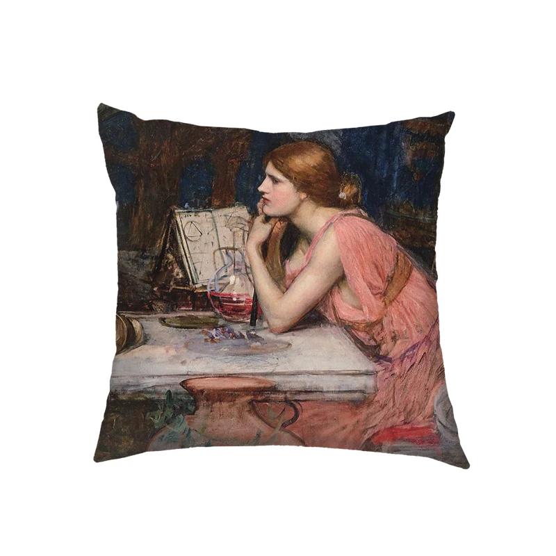 Artist John William Waterhouse Cushion Cover Religious Goddess Angel Pillowcase for Sofa Home Decor Throw Pillow Case Covers
