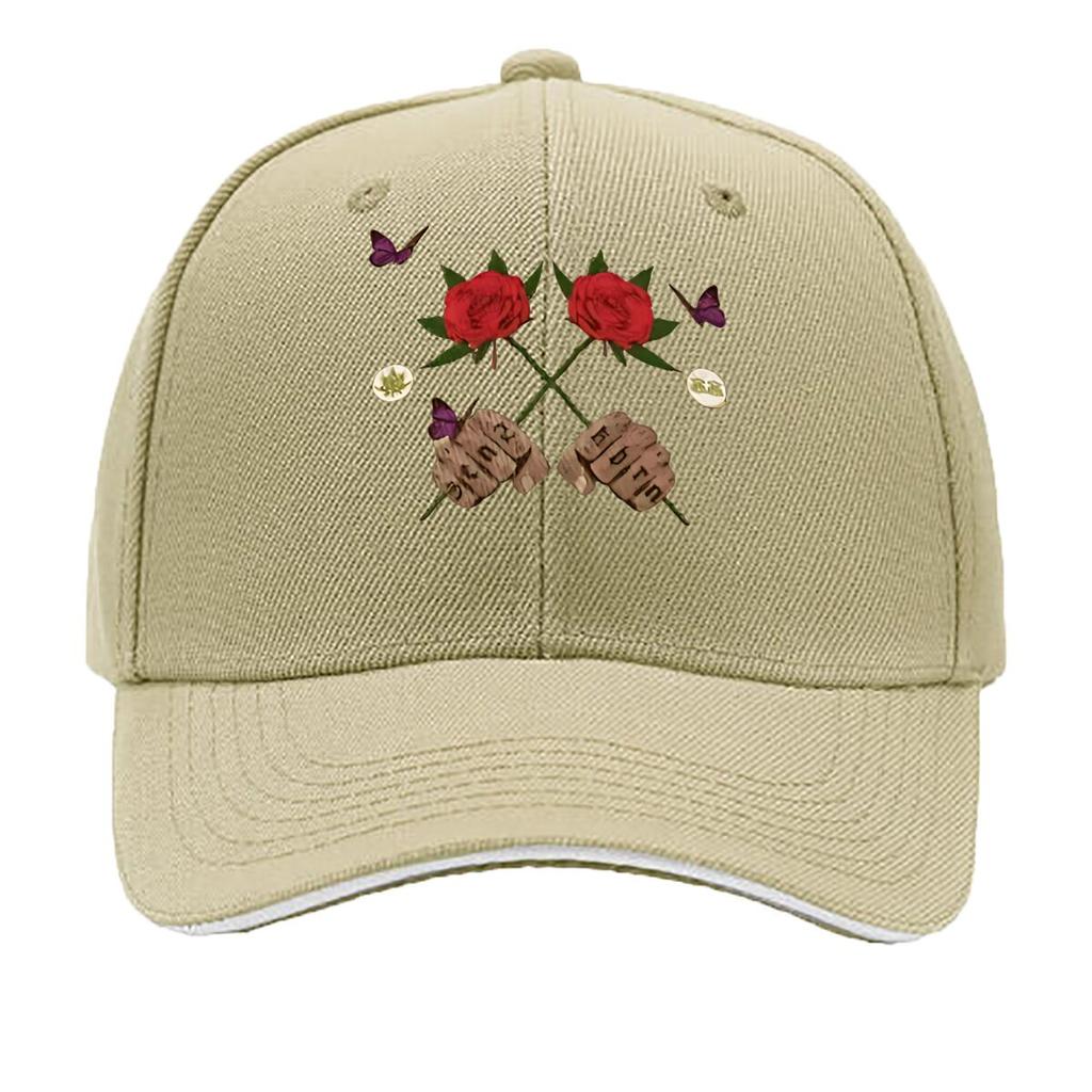 Artificial Red Rose Home Decor With Butterflies Wooden Accents Hip Hop hat Fashion Outdoor Sports Sandwich Baseball Cap