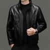 Yiliteng Men's Stand-Collar Leather Business Casual Jacket