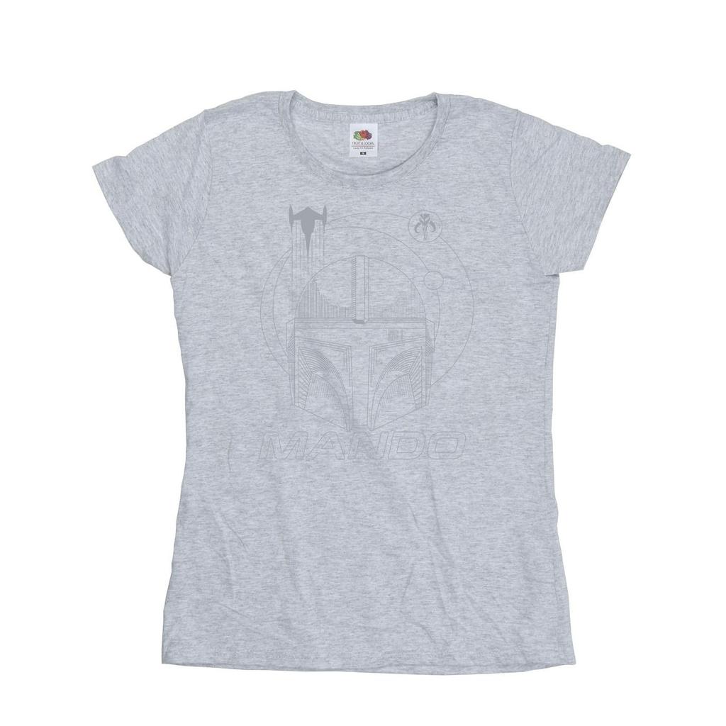 STAR WARS Womens/Ladies The Mandalorian Rings Helmet Cotton T-Shirt