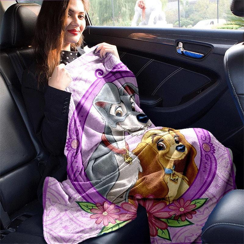 1pc Lady and The Tramp Printing Blanket - Soft, All-Season Throw for Office Blanket, Car, Travel