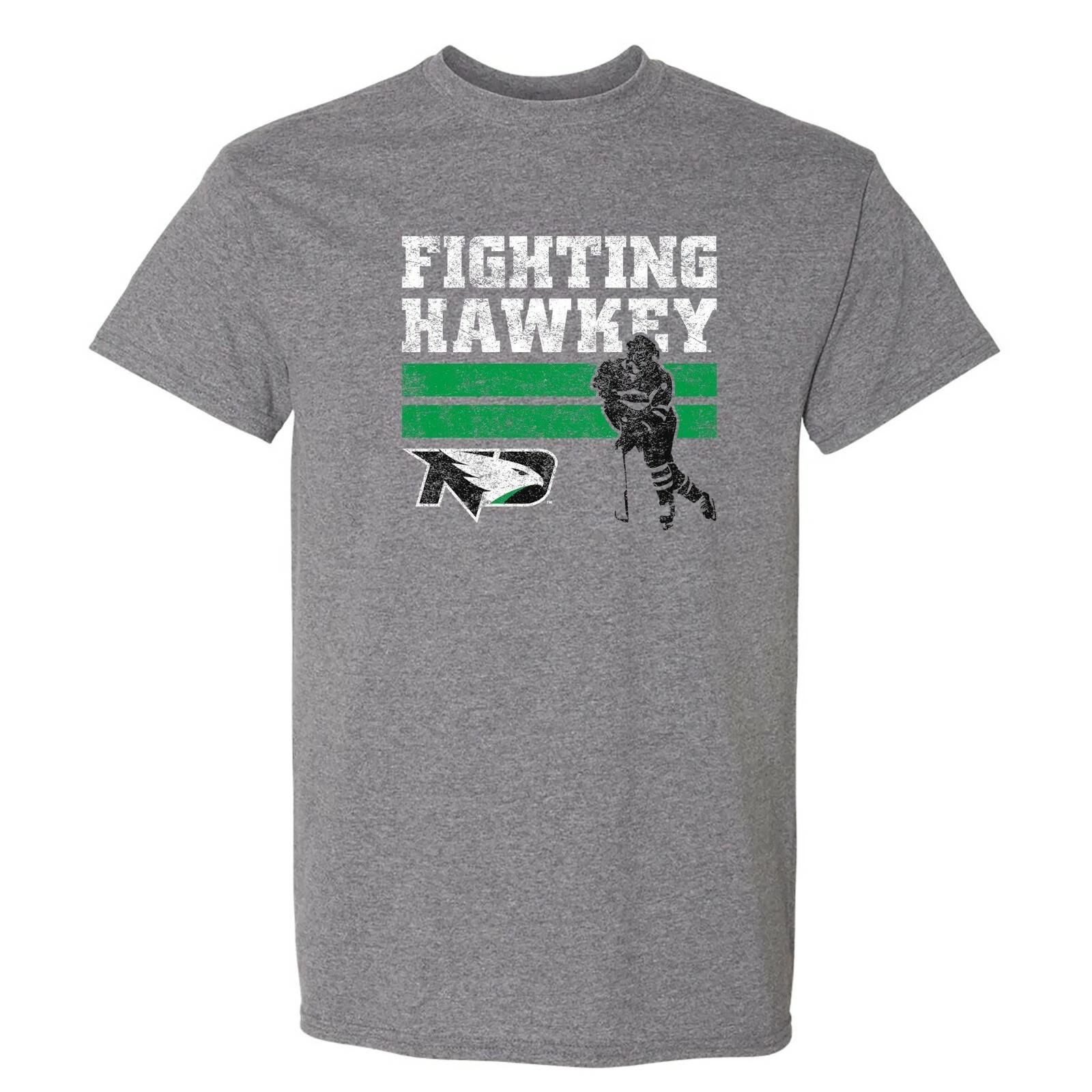 

North Dakota Fighting Hawks Retro Ice Hockey T-Shirt - Graphite Heather XL