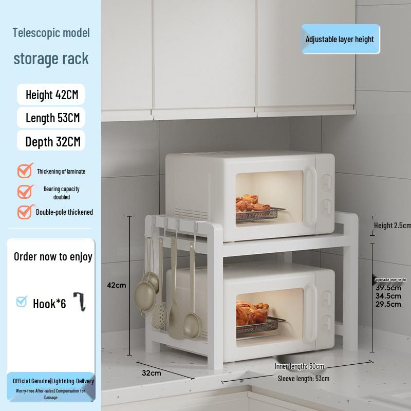 Suport expandabil cu două niveluri pentru cuptor cu microunde, stil crem, pentru blatul de bucătărie