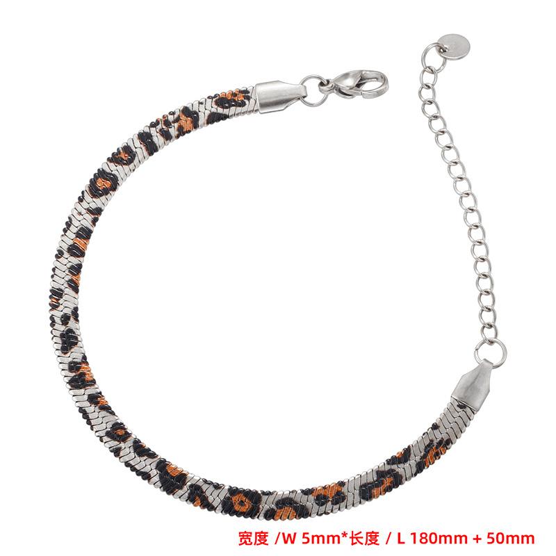 5Mm Stainless Steel Snake Blade Chain Bracelet Necklace Personalized Hip Hop Leopard Print Jewelry Set Vl588-589