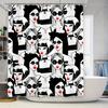 Stylish Black White Women Fashion Pattern Shower Curtain for Bathroom Decor Unisex Waterproof Fabric Bath Mats with Hooks Set Be
