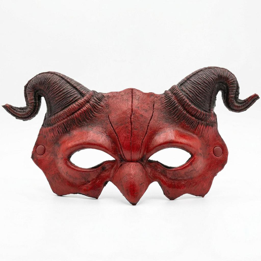 Half Face Ram Horn Mask Halloween Cosplay Mask, Retro Devil Demon Mask for Carnival Masquerade Party Costume Cosplay Accessory for Men Women
