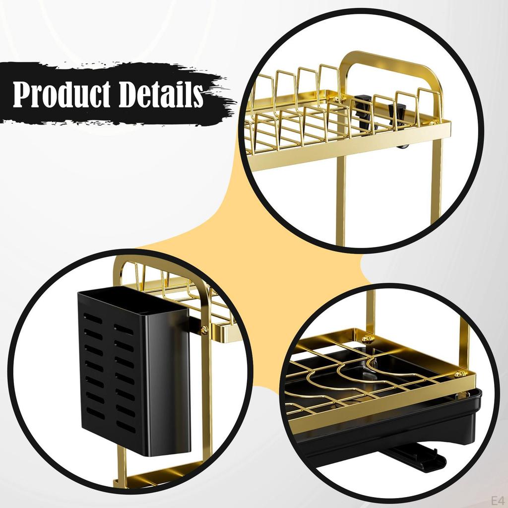 Abtropfgestell 2 Etagen Organisieren, Zuverlässig, Ordentlich für Küchenarbeitsplatte Utensilienhalter Tassen