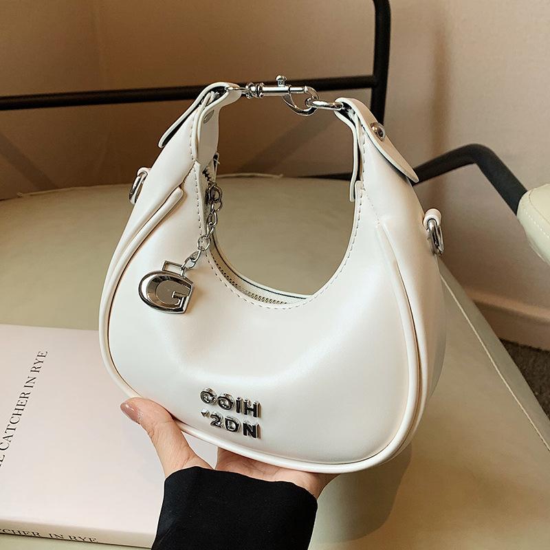 

Silver bag women s 2024 new fashion casual small bag high sense popular shoulder messenger bag dumpling bag білий