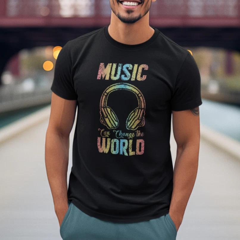 Music Can Change The World T-Shirt 100% Cotton Graphic Tee - music lovers gift L