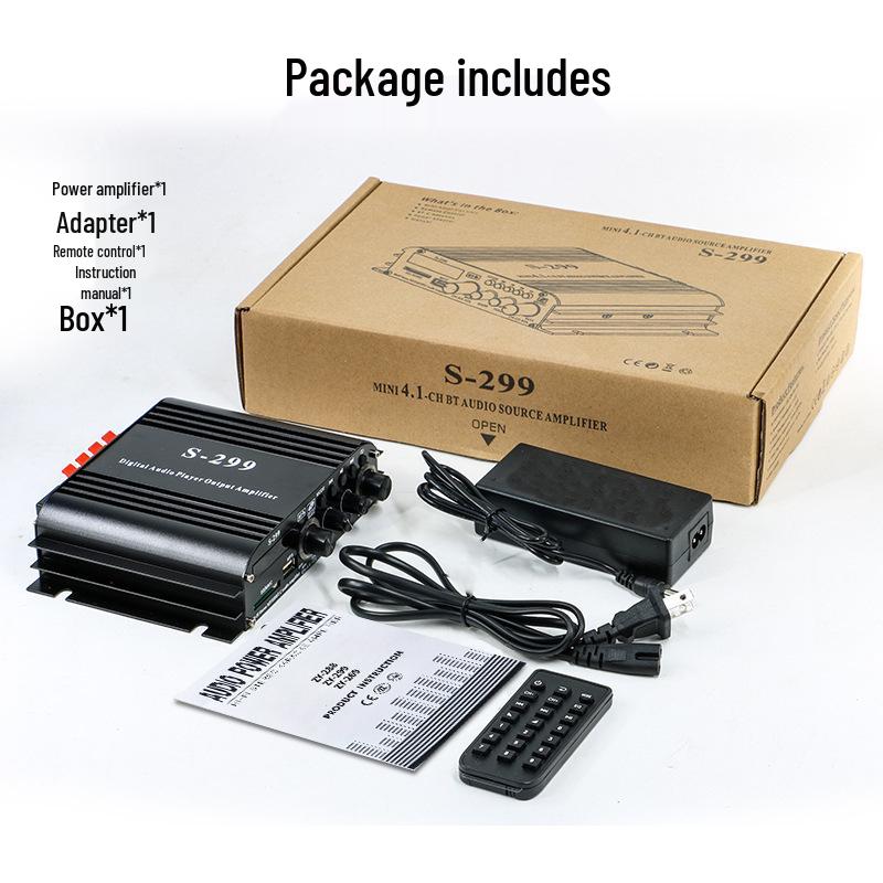 Bluetooth 4.1 Channel Professional Power Amplifier with USB & Card Slot for Home/Car - Super Bass