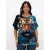 3D Printed Women's Round Neck Tiger Pattern T-shirt Multifunctional Summer Fresh Women's Version T-shirt Breathable Machine Wash Outdoor Top