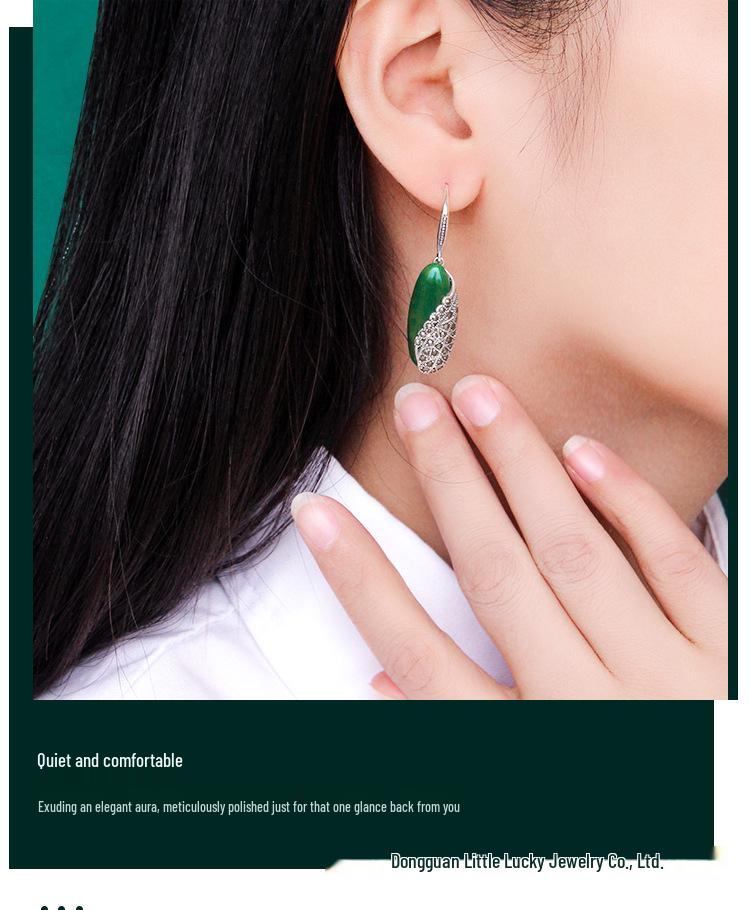 Jade Angel Thai Silver 925 Sterling Earrings with Synthetic Garnet and Green Agate Cat's Eye Dangle Design.