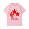 Men's 100% Cotton Crew Neck Short Sleeve T-Shirt, Fashion Canada Maple Leaf Striped Printed Casual Breathable Soft Tees for Daily Street Wear
