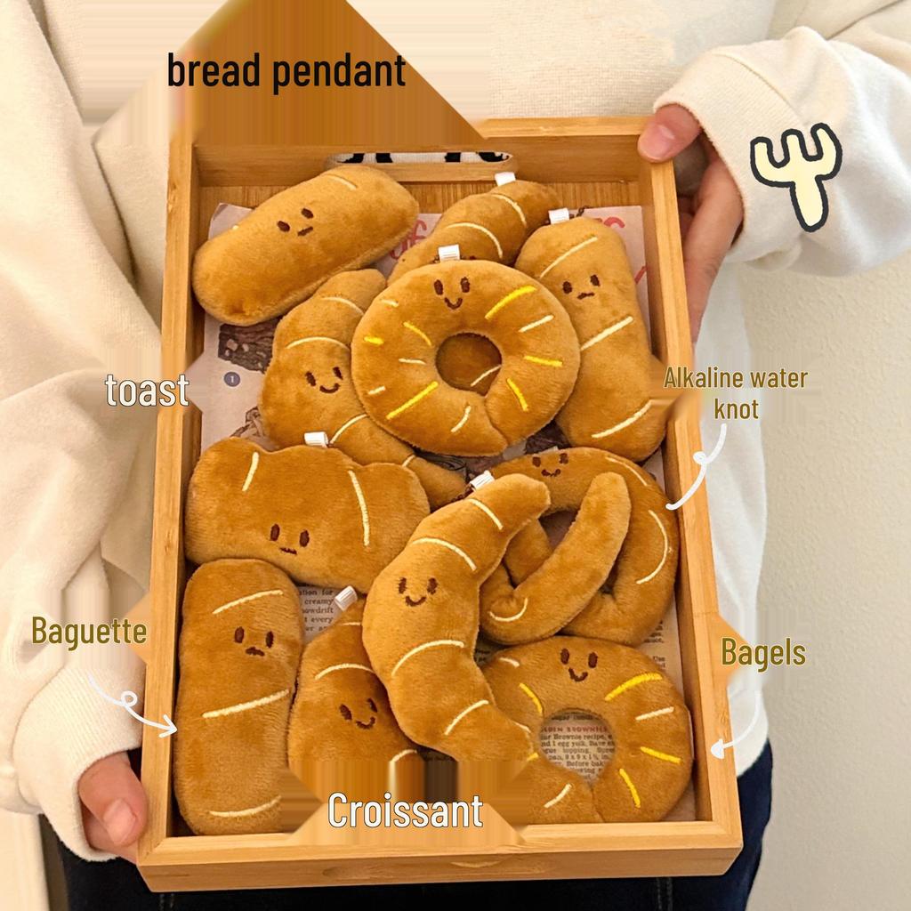Creative Plush Bread Doll Keychain: Versatile Girlish Ornament for Backpack