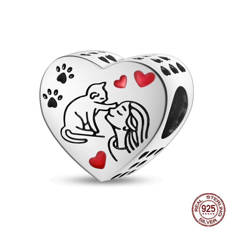 100% Copper Heart Shaped Warm Family Charm Beads Fit Qikaola Original Bracelets Fine Diy Mother'S Day Jewelry Gifts