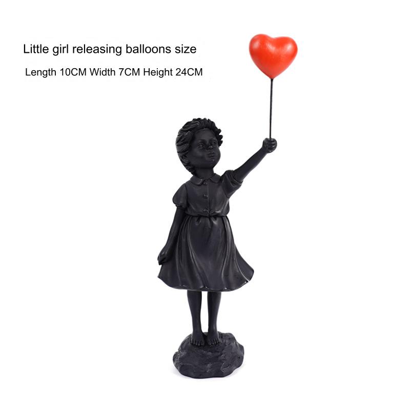 Flying Balloon Girl Figurine Banksy Modern Art Sculpture Resin Figure Craft Decoration Collectible Figurine Ornaments Gifts