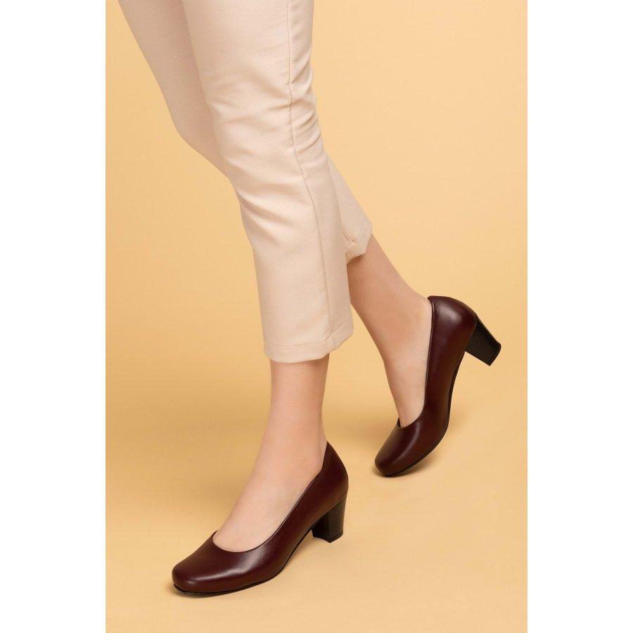 Women's Genuine Leather Block Heel Classic Shoes
