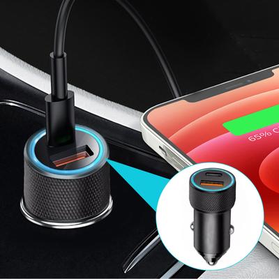 Efficient Car Charging Solution Double Port Car Charger PD20W Type C QC3.0 USB Charging Head for Phones Tablets Laptops