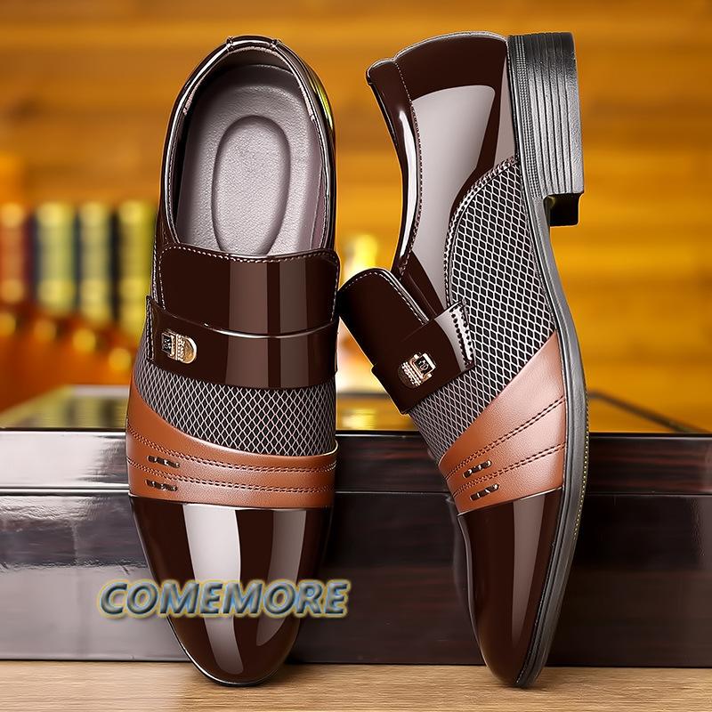 Men's Patent Leather PU Casual Loafers Business Dress Shoes All-Match Luxury Designer Wedding Shoes Spring Autumn Large Size 48