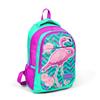Coral High Kids Water Green Pink Glittery Flamingo Patterned Three Compartment USB School Backpack 23411