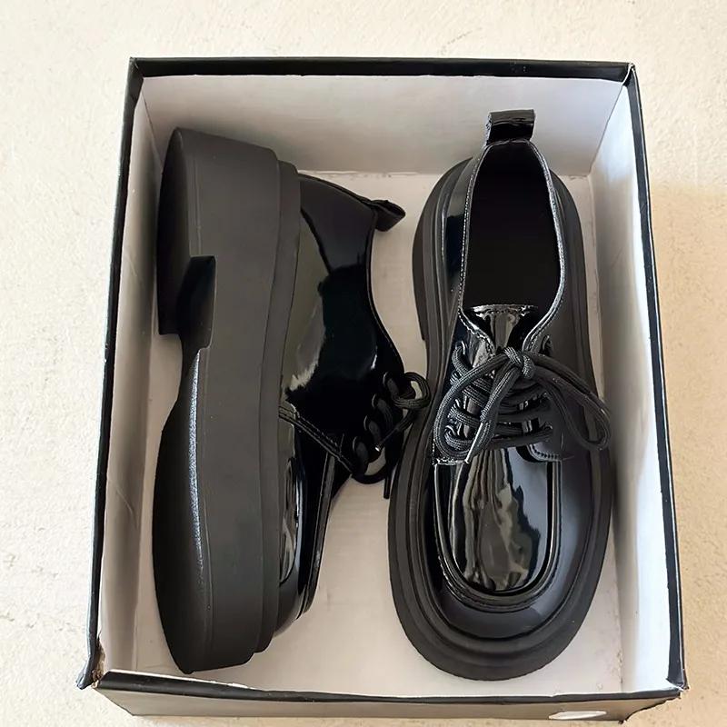 2024 Autumn New Female Thick Soled British Style Small Leather Shoes Casual Simple Fashion Loafers Shoes for Women
