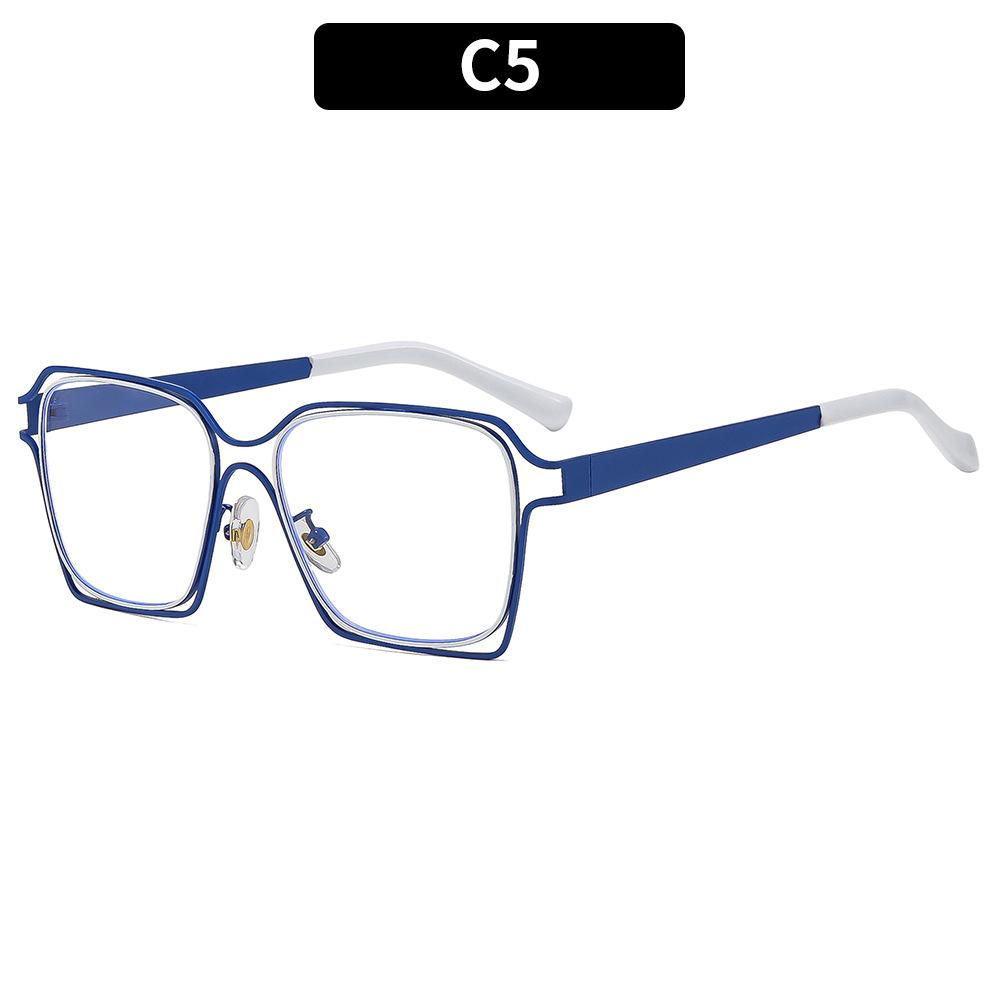 Women's eyeglasses - unisex fashion square hollow metal glasses
