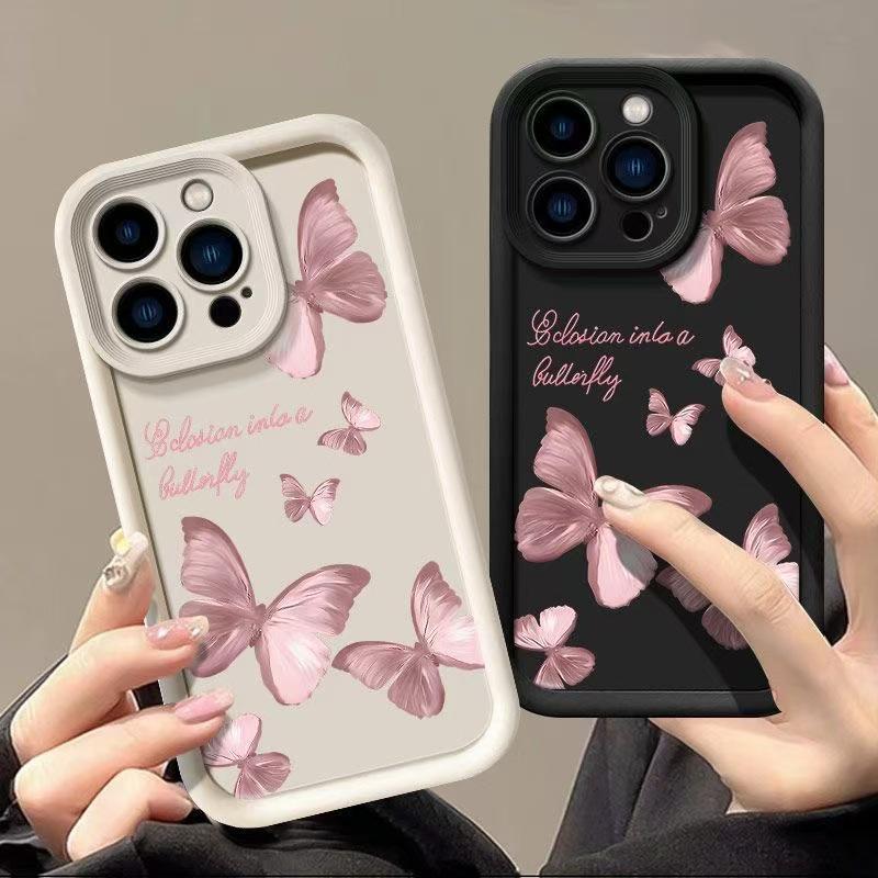 Trendy Pink Butterfly iPhone Case for Models 13 to 17
