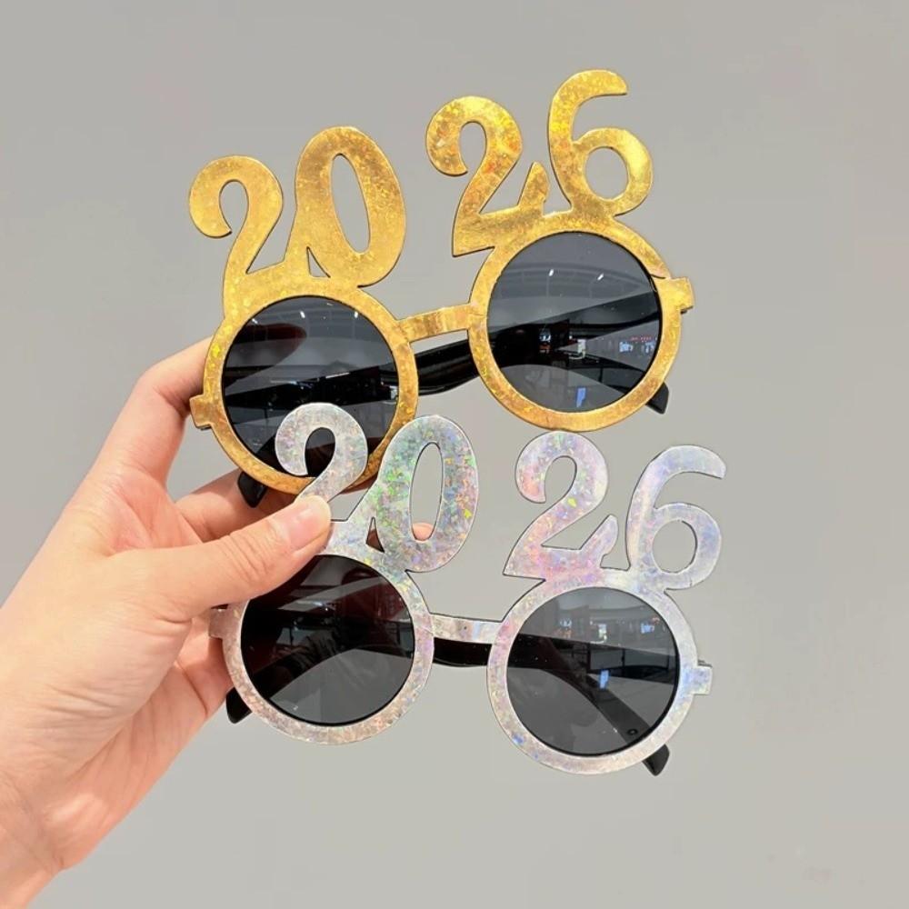 Sweet 2026 Happy New Year Glasses Cute New Year Decorative Sunglasses Christmas Supplies