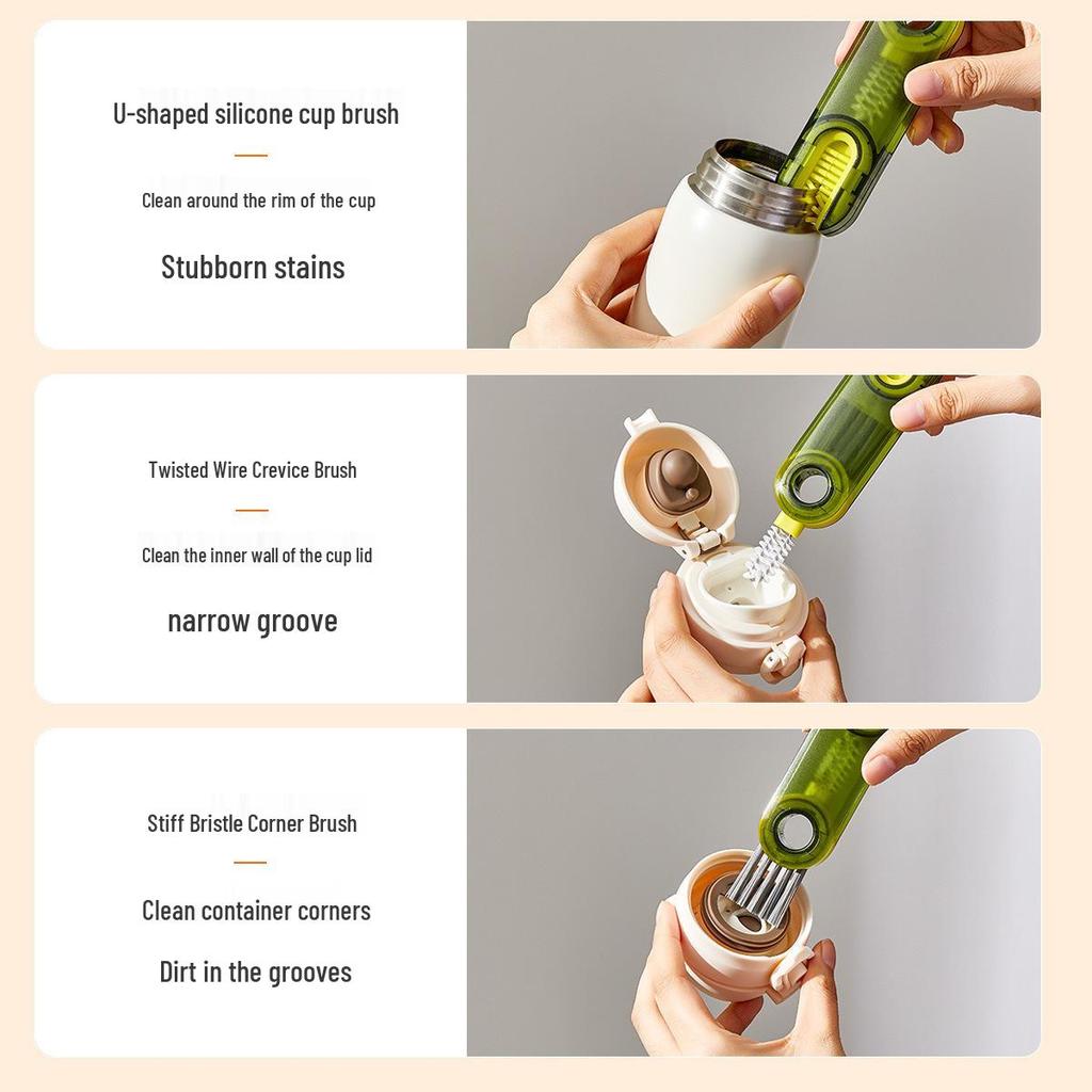 3-in-1 U-Shaped Cup Brush: Convenient Cleaner for Water Bottles, Insulated Cups, Baby Bottles, and Tea Cups.