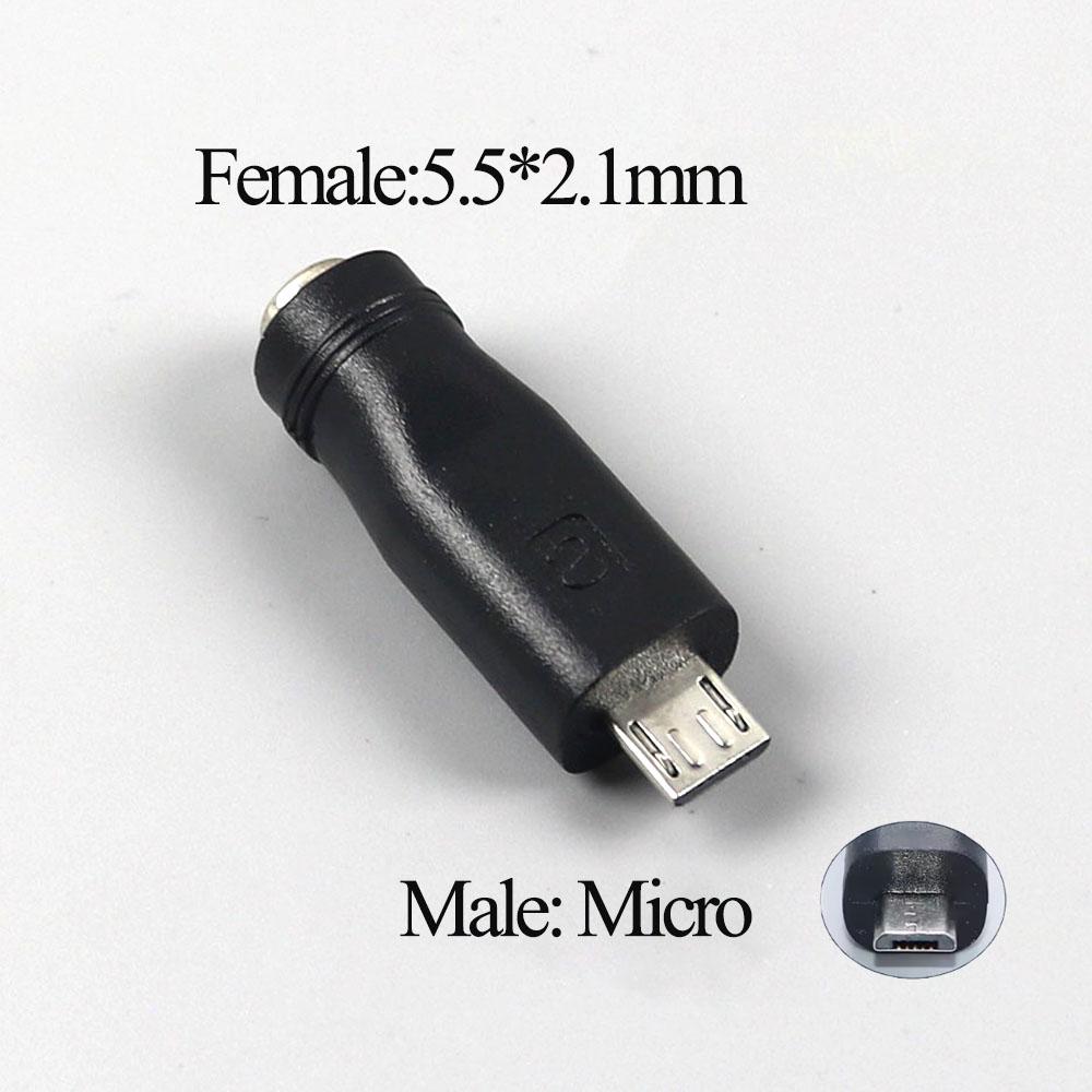 1PCS DC Plug 5.5x2.1mm To Type-C Miro USB Power Supply Connector Jack 5V Female Male USB C to 5.5*2.1 MM Adapter Plug